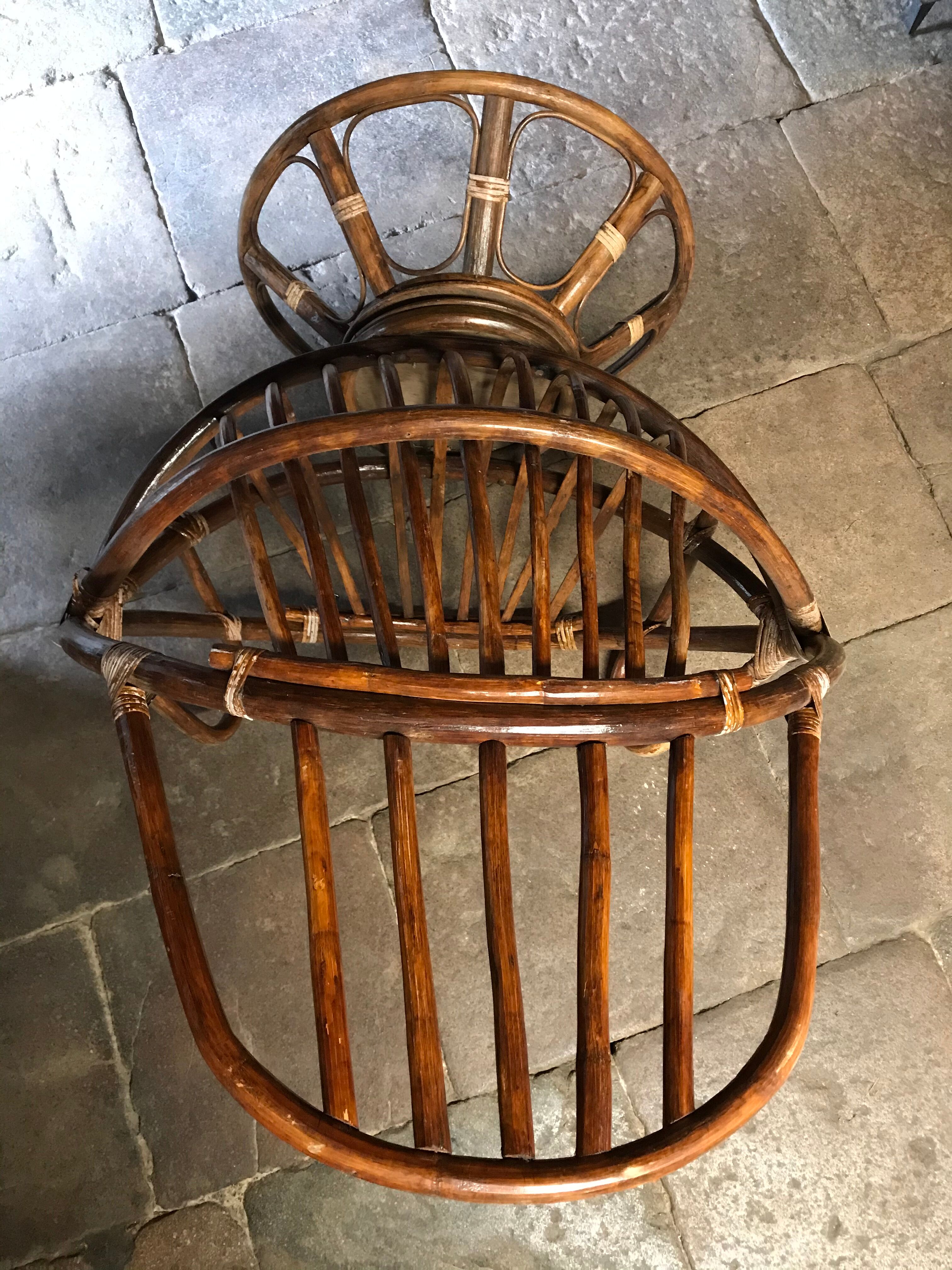 Swivel rattan armchair