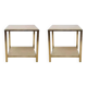 Pair of travertine and 24-carat gold-plated end tables