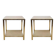 Pair of travertine and 24-carat gold-plated end tables