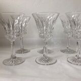 Eight Baccarat crystal wine glasses