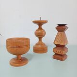 Set of 3 Scandinavian wooden candle holders
