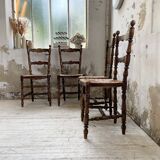 Set of rustic Provençal mulched chairs
