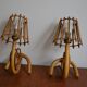 Pair of rattan wall lamps 70s Louis Sognot