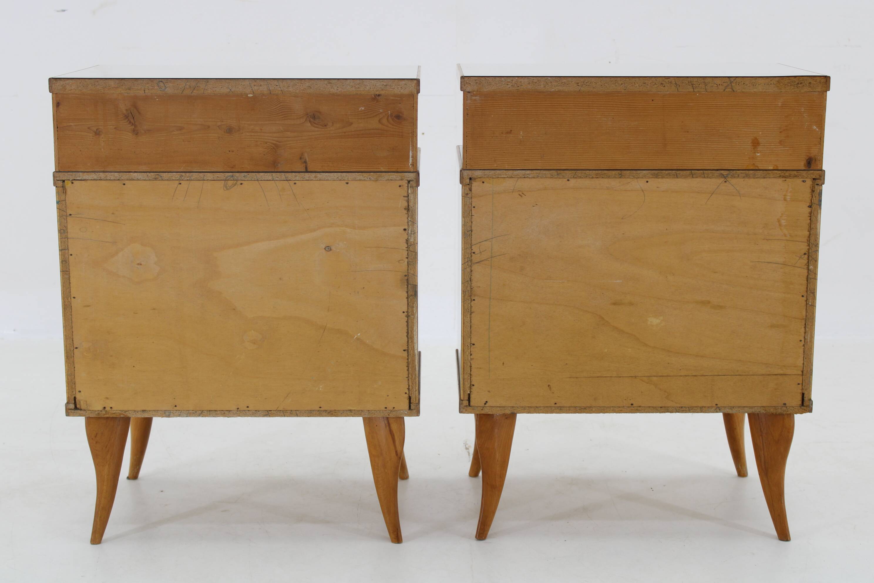1960s Pair of Nightstands in Ash Finish , Italy