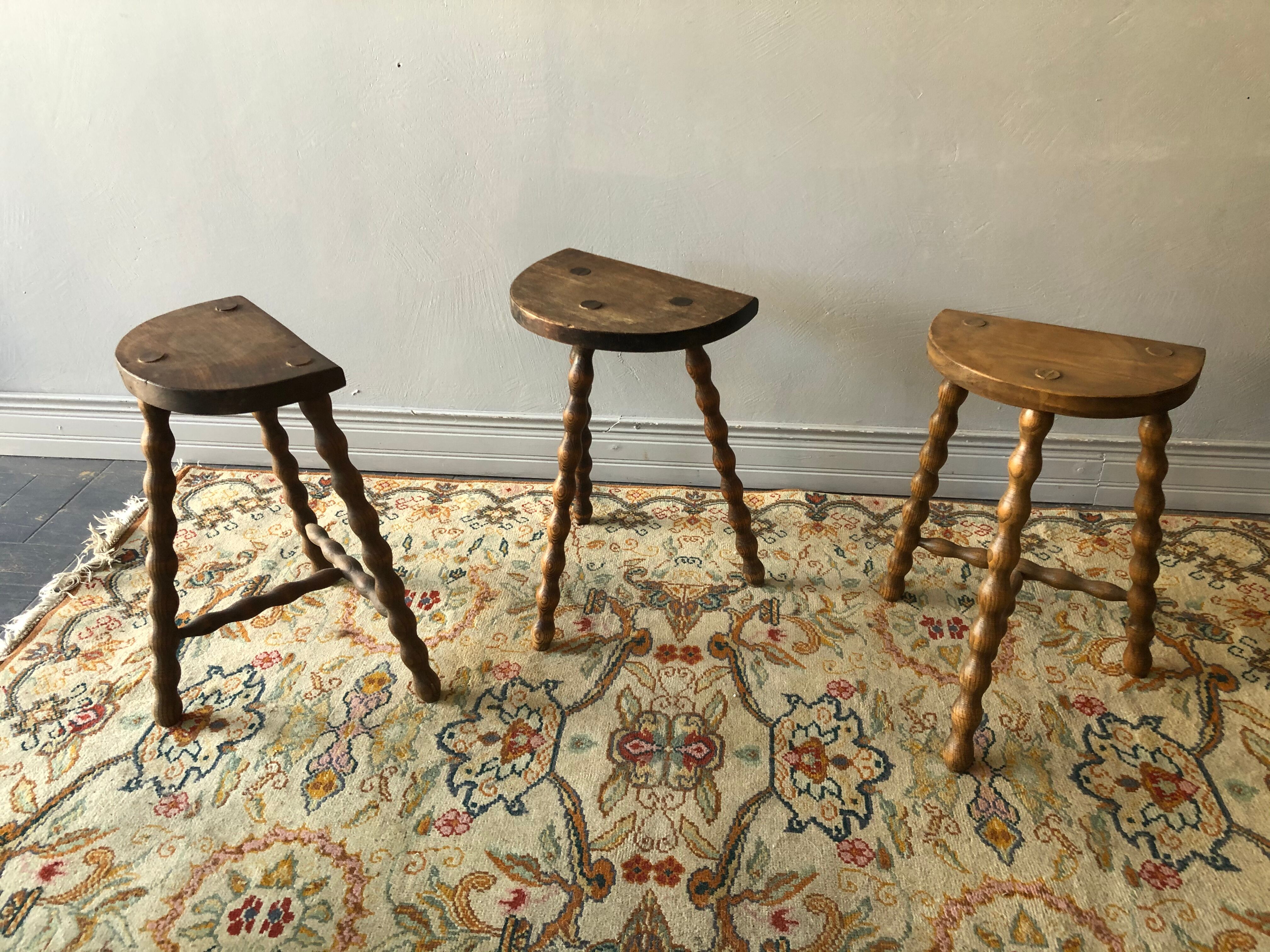Set of 3 wooden stools