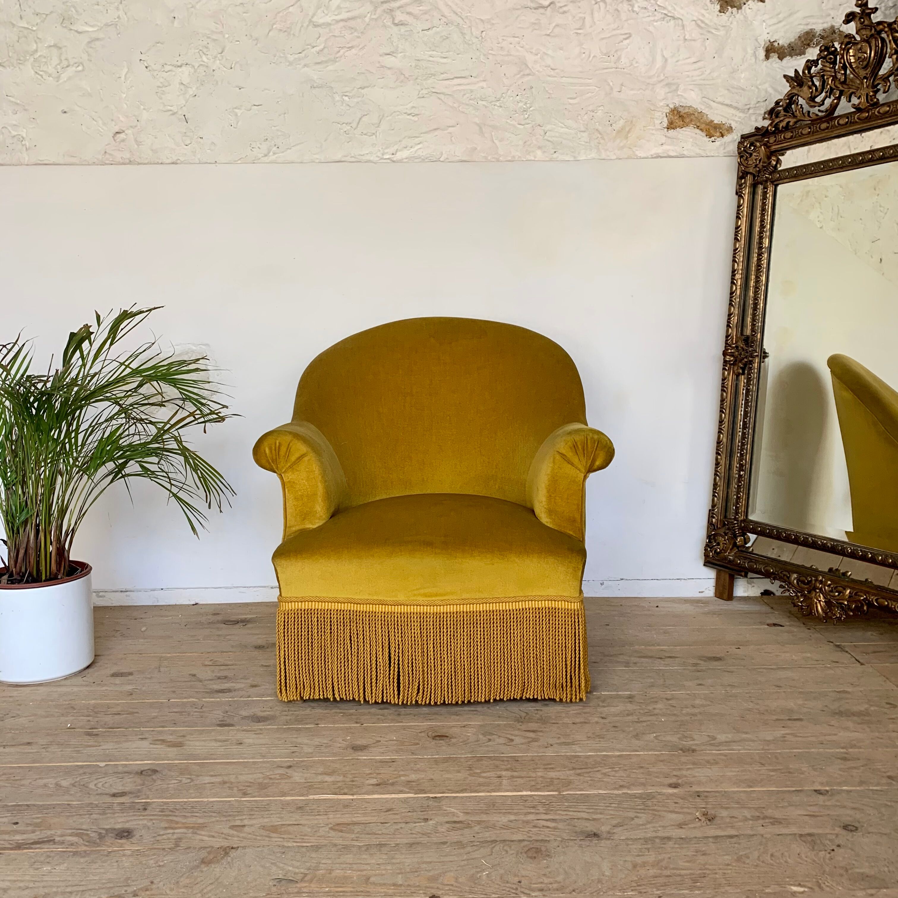 Yellow velvet toad chair