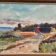 Original Swedish Oil on Canvas - 'Beach House in a Grove' by Carl Köhler - Signed - Vintage and Framed - 38 × 30 cm