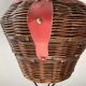 Vintage rattan basket on tripod foot 60s