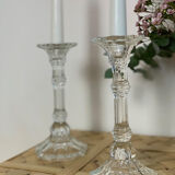 Pair of glass candle holders