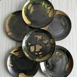 Set of 6 terracotta plates, hand-thrown pottery