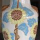 Glazed ceramic vase with polychrome decoration of sunflower flowers 36 cm