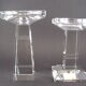 Pair of modernist crystal candle holders signed oleg cassini