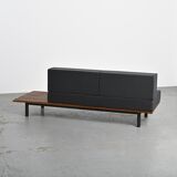 Cansado mahogany bench by Charlotte Perriand, circa 1962.