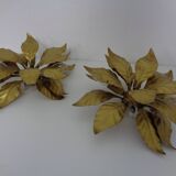Golden Flower Shape Flushmounts by Hans Kögl, 1970s, Set of 2