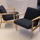 Armchairs created by Mr. Zieliński year 60 blue fabric