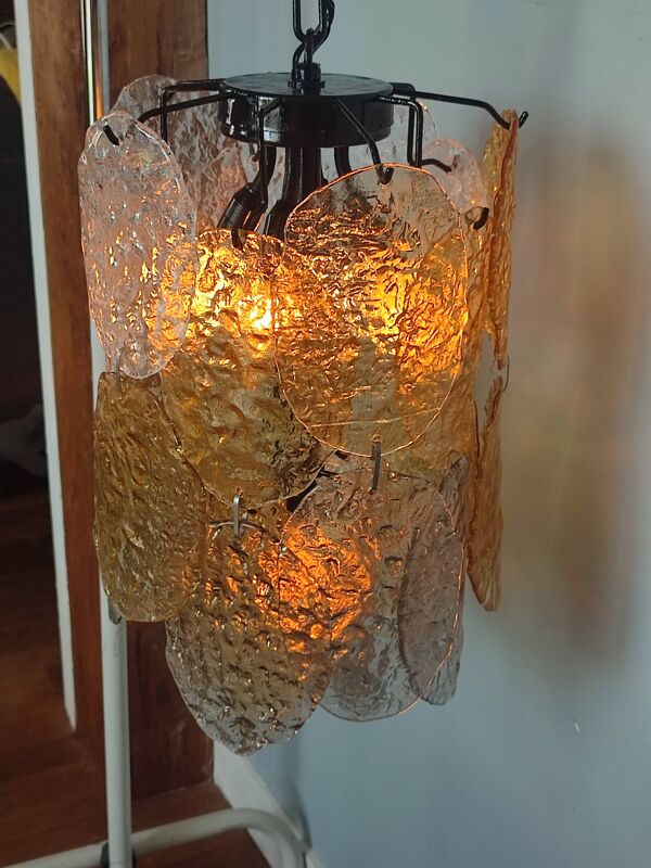 Lustre à disques en verre Murano vintage