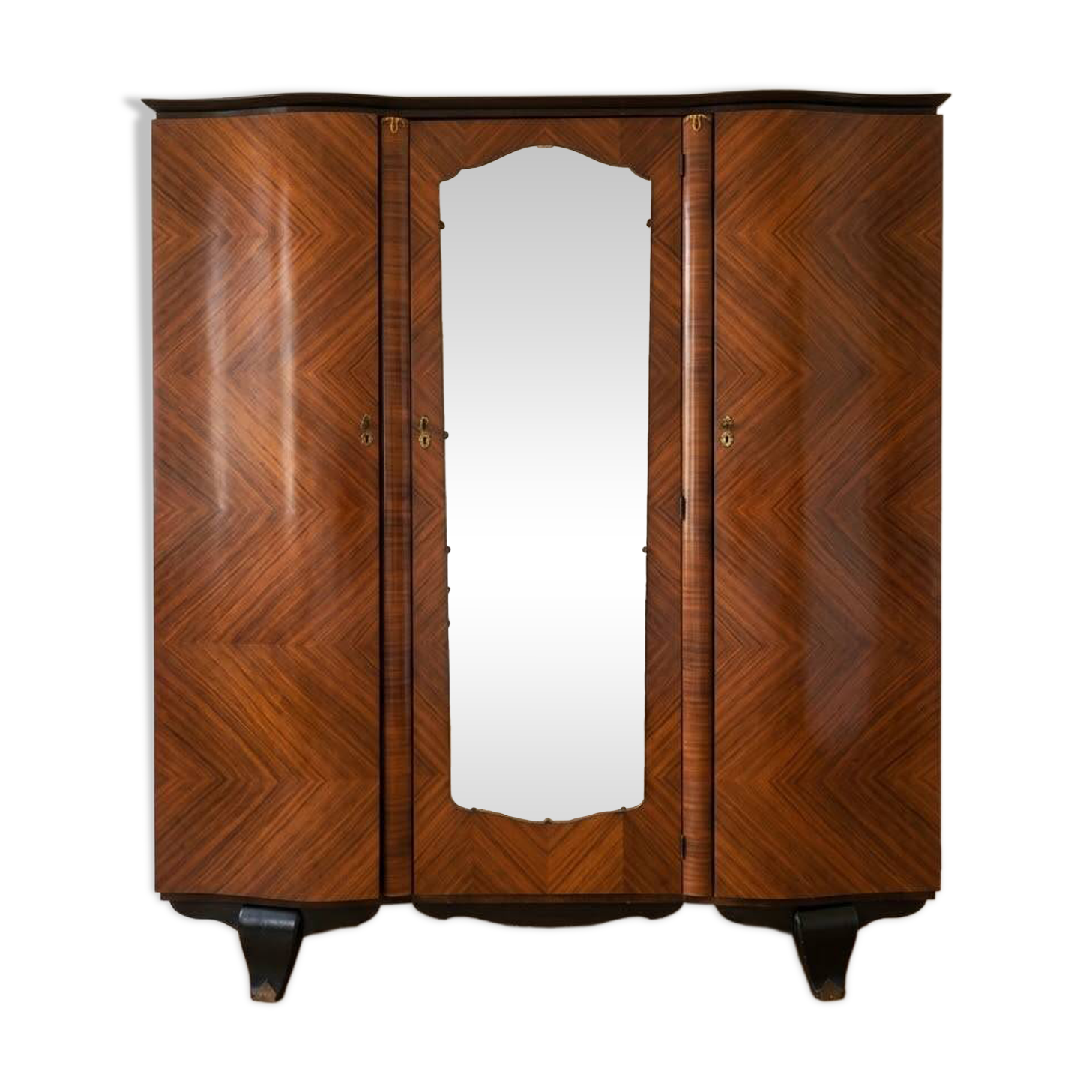 Antique Art Deco wardrobe in wood and marquetry