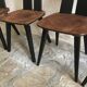 Set of 4 vintage brutalist chairs in beech 1960's