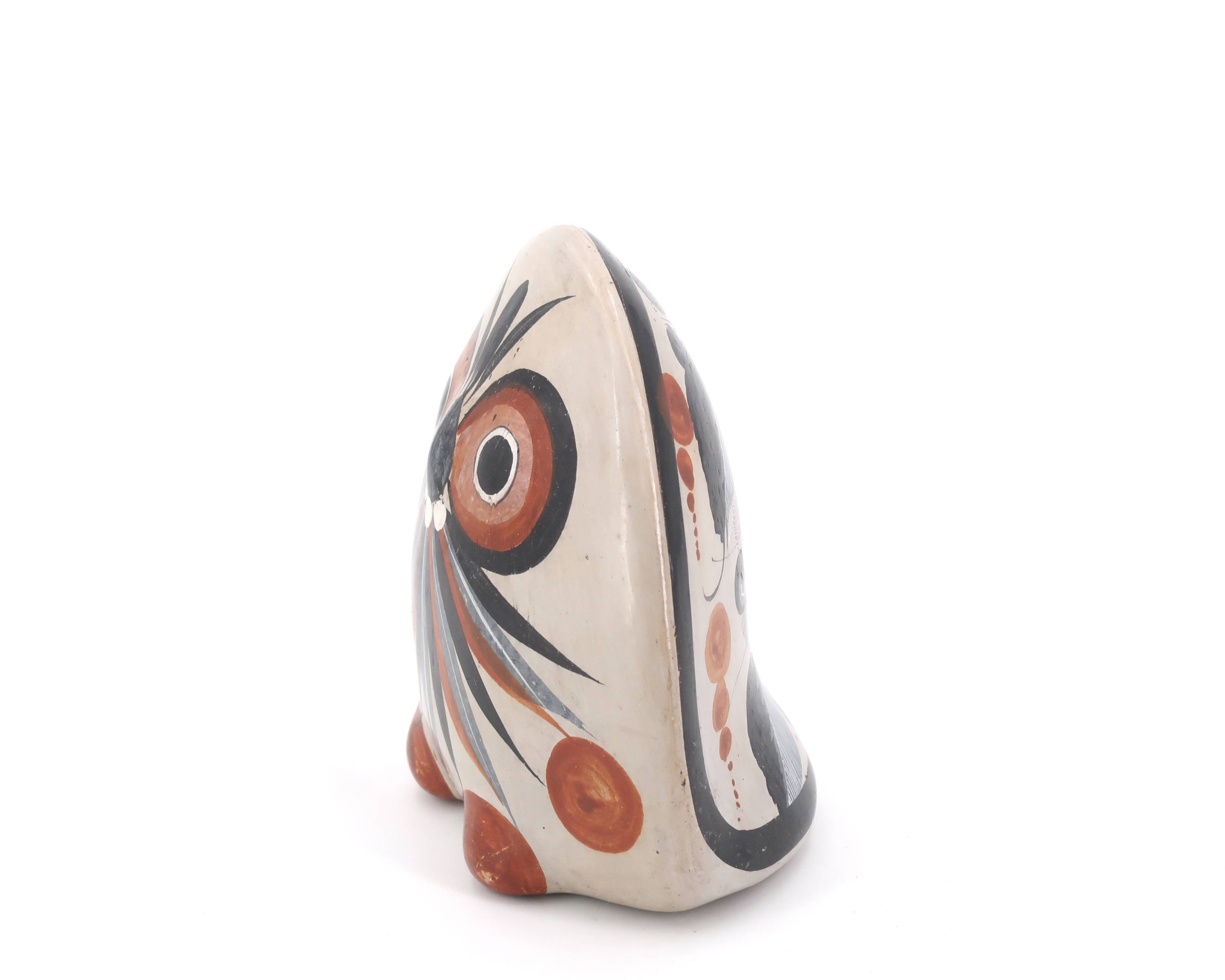 Mexican ceramic owl signed V Silva