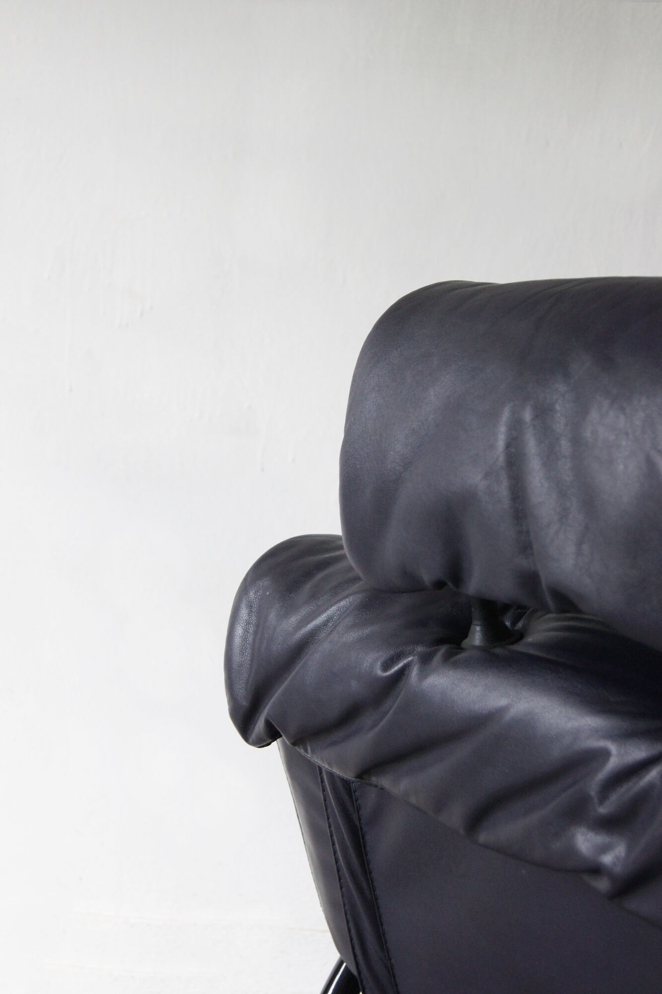 Vintage postmodern leather Italian Memphis lounge armchair