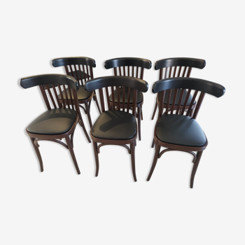 Suite of 6 chairs of vintage bistrot 1960
