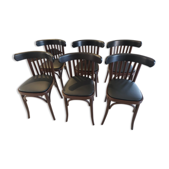 Suite of 6 chairs of vintage bistrot 1960