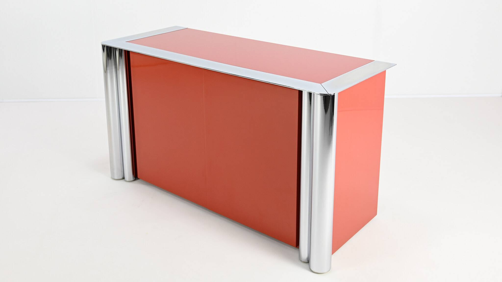 Antonello Mosca, Buffet For Cinova, Lacquer And Chrome, Italy C.1969