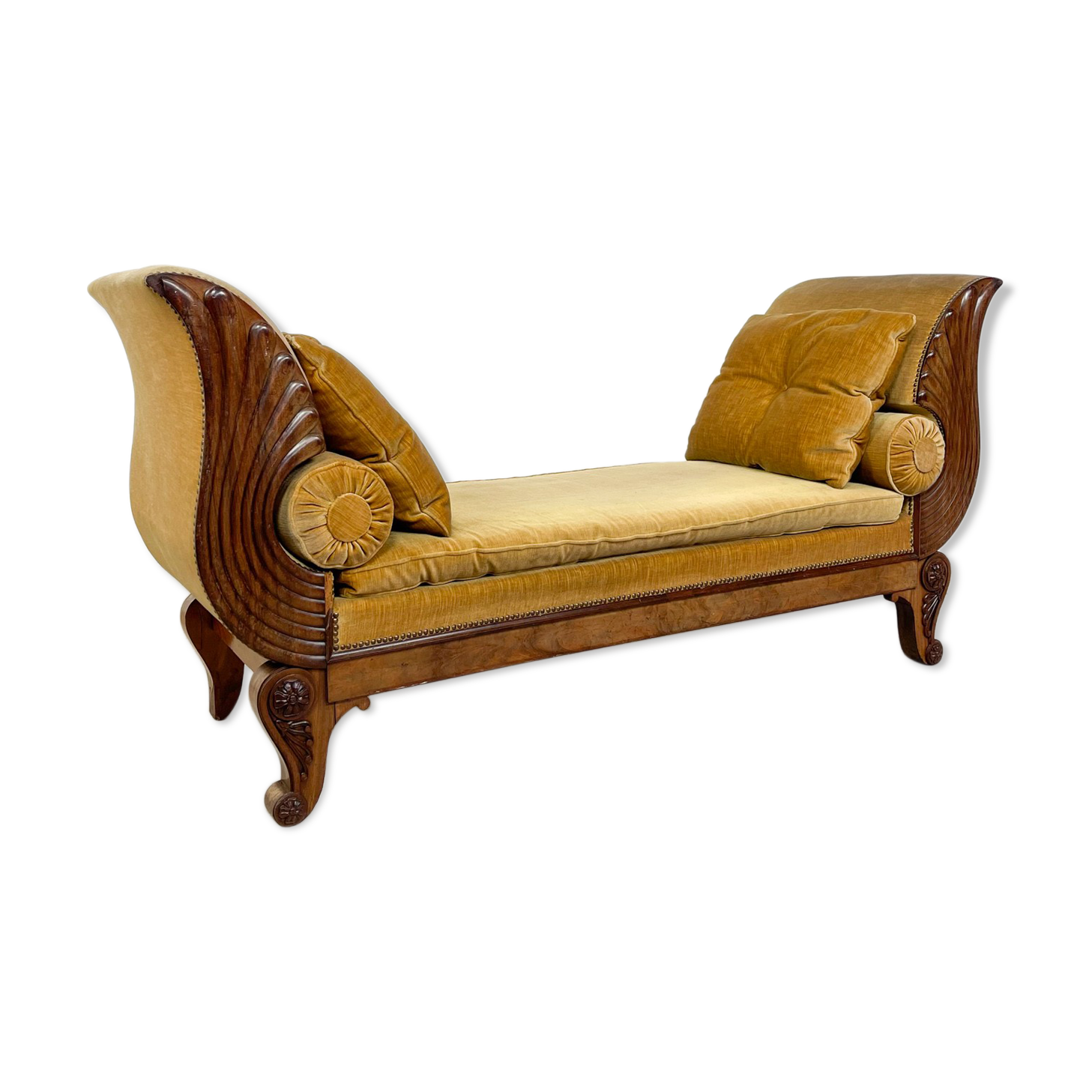 Antique french empire daybed with original velvet upholstery