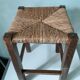 Ancien tabouret campagnard chêne et paille