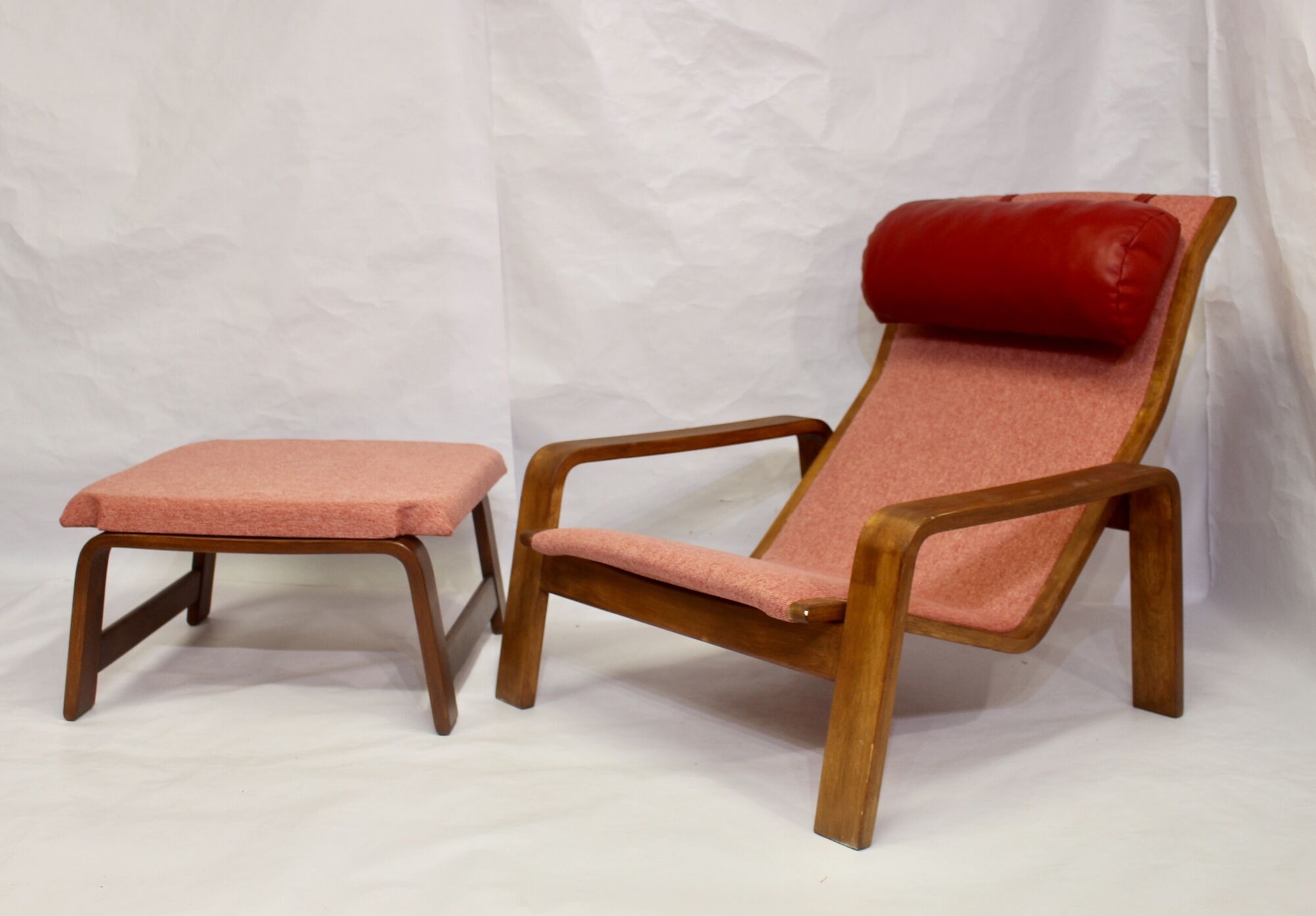Pulkka chair and ottoman by Ilmari Lappalainen for Asko, 1963