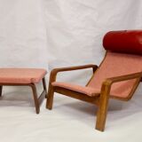 Pulkka chair and ottoman by Ilmari Lappalainen for Asko, 1963