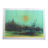 Lithographie "Cathédrale de bateaux" Jean Carzou (1907-2000)