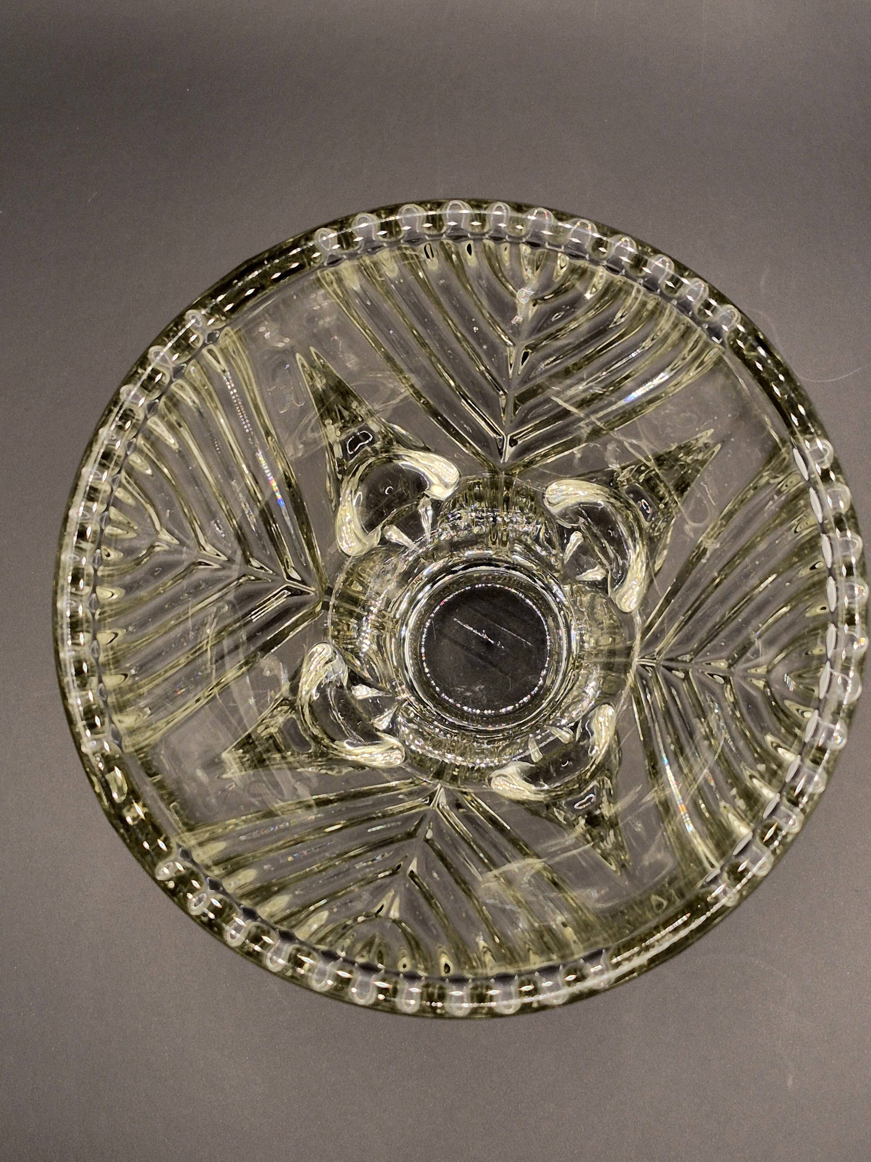 Vintage thick moulded glass/crystal vase Sculptural design Art Deco