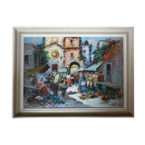 Neapolitan market scene, Oil on canvas 81 x 61 by Giovanni GUIDOTTI
