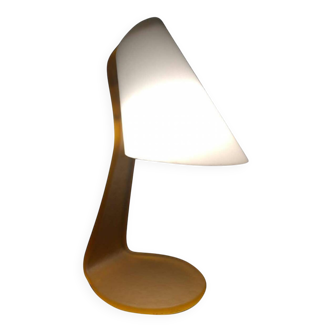 Table lamp / desk lamp, frosted opal glass and brass, circa 1970