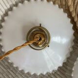 Old pairs of vintage white opaline pendant lights