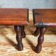 Pair of vintage solid turned wood footstools