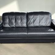 Vintage black leather 3-seater sofa Rolf Benz 6500