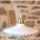 Vintage suspension in white lace opaline, sky blue cable.