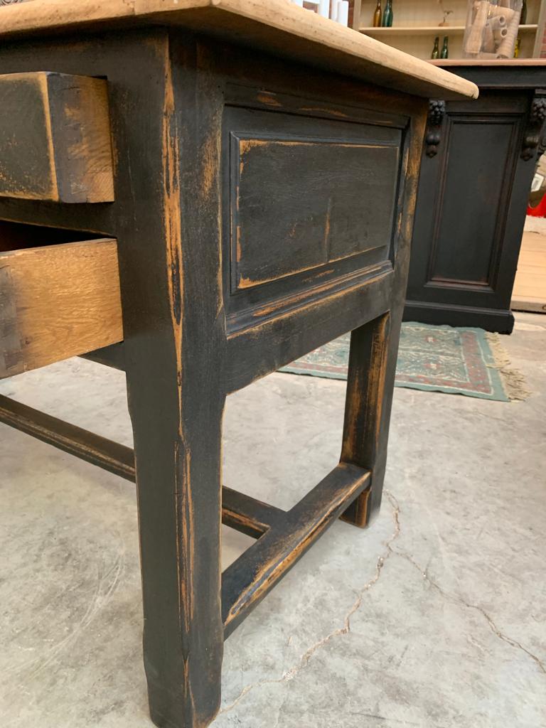Black patina oak desk