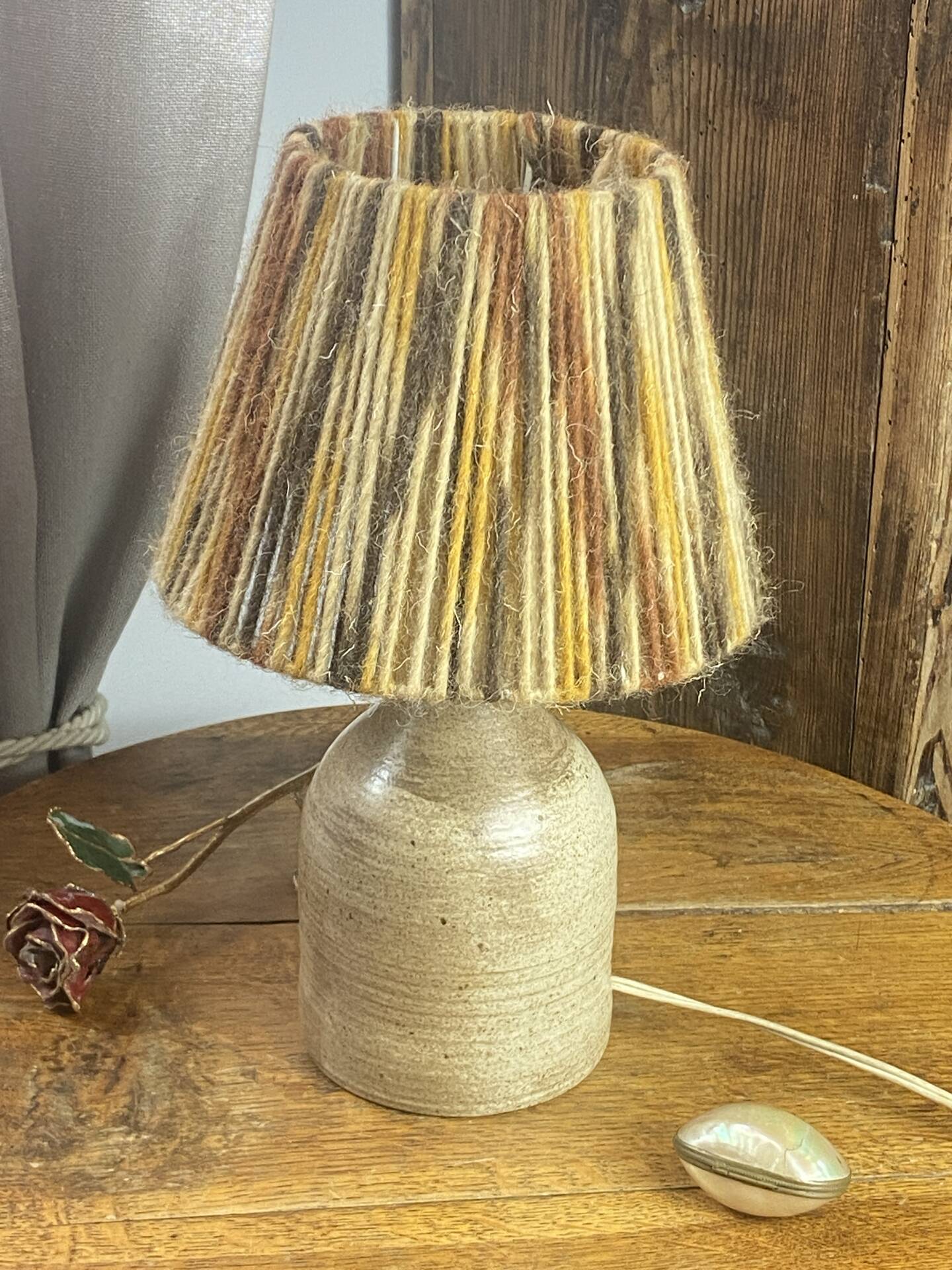 Stoneware lamp, wool lampshade