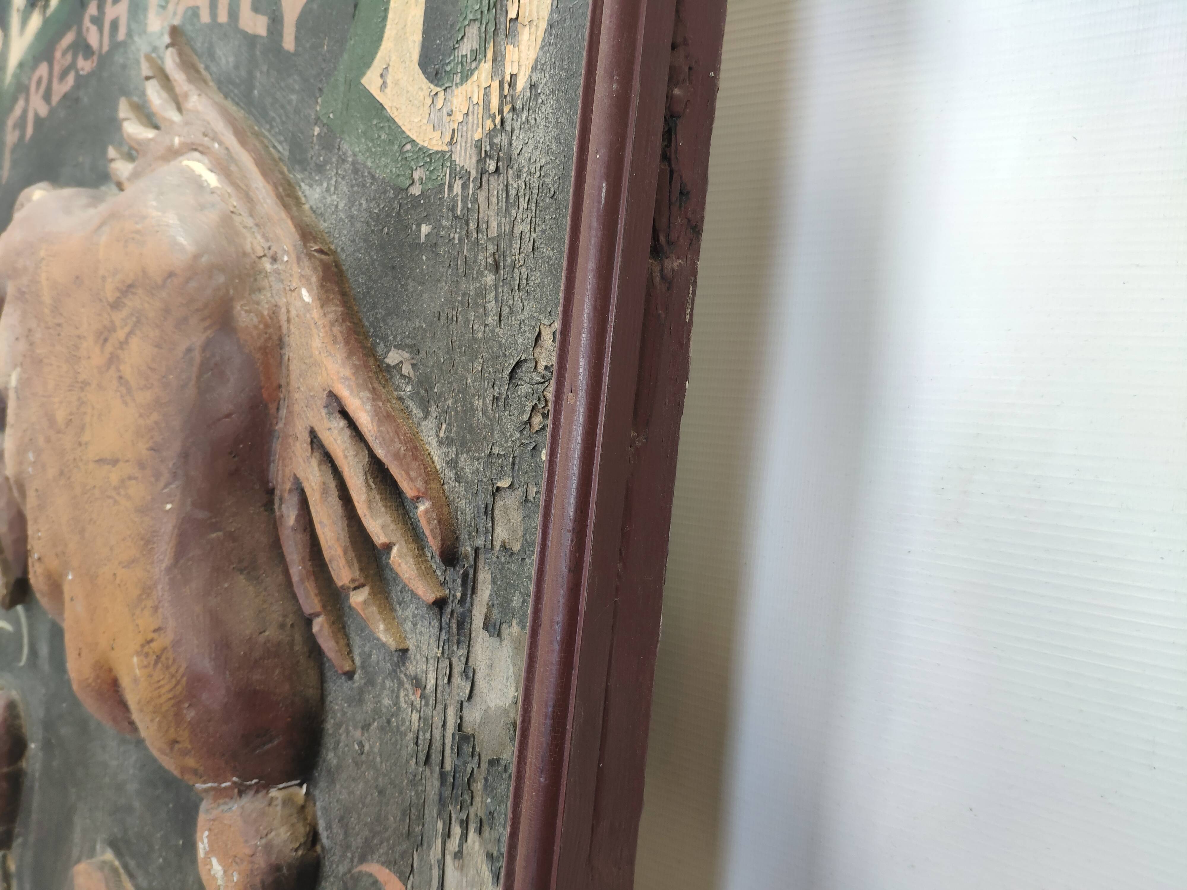 Former Seafood restaurant sign in rare relief