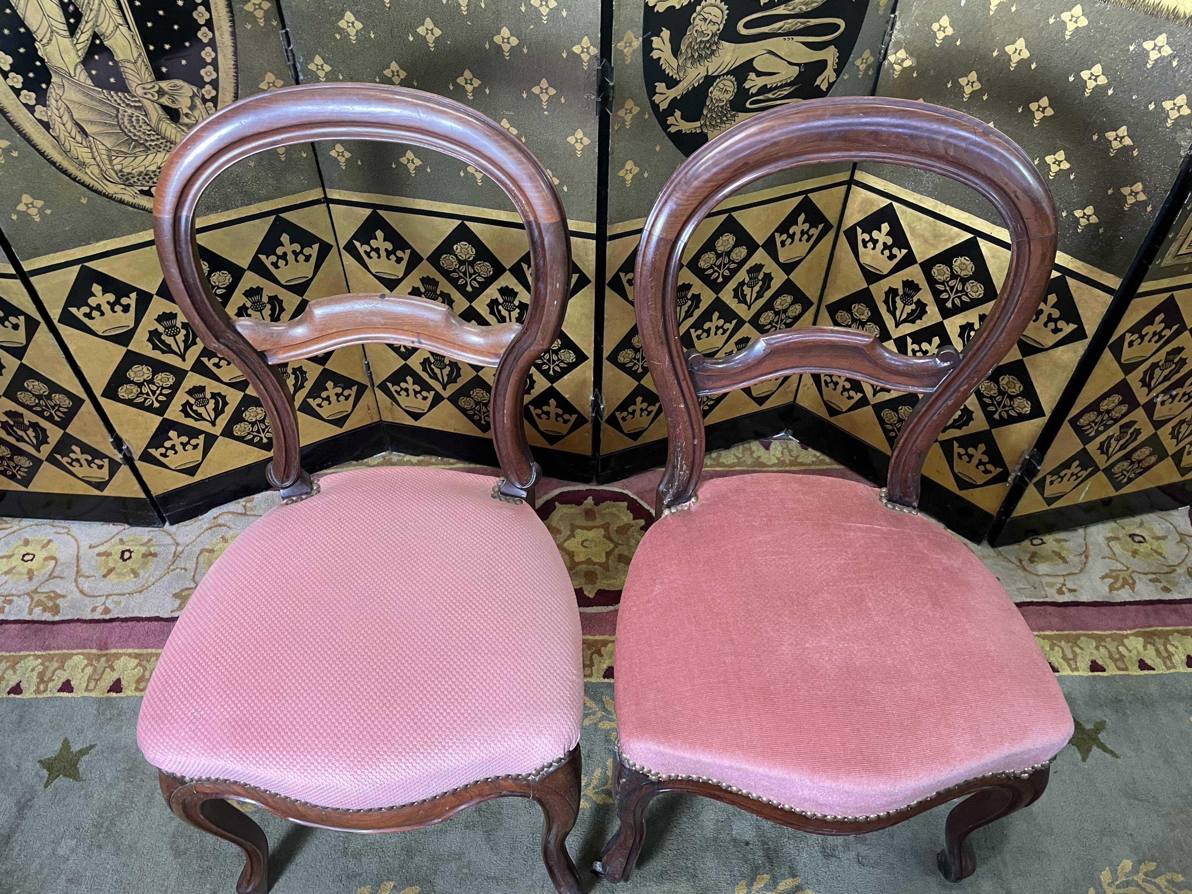 Suite of 6 Louis Philippe pink velvet chairs