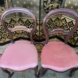 Suite of 6 Louis Philippe pink velvet chairs
