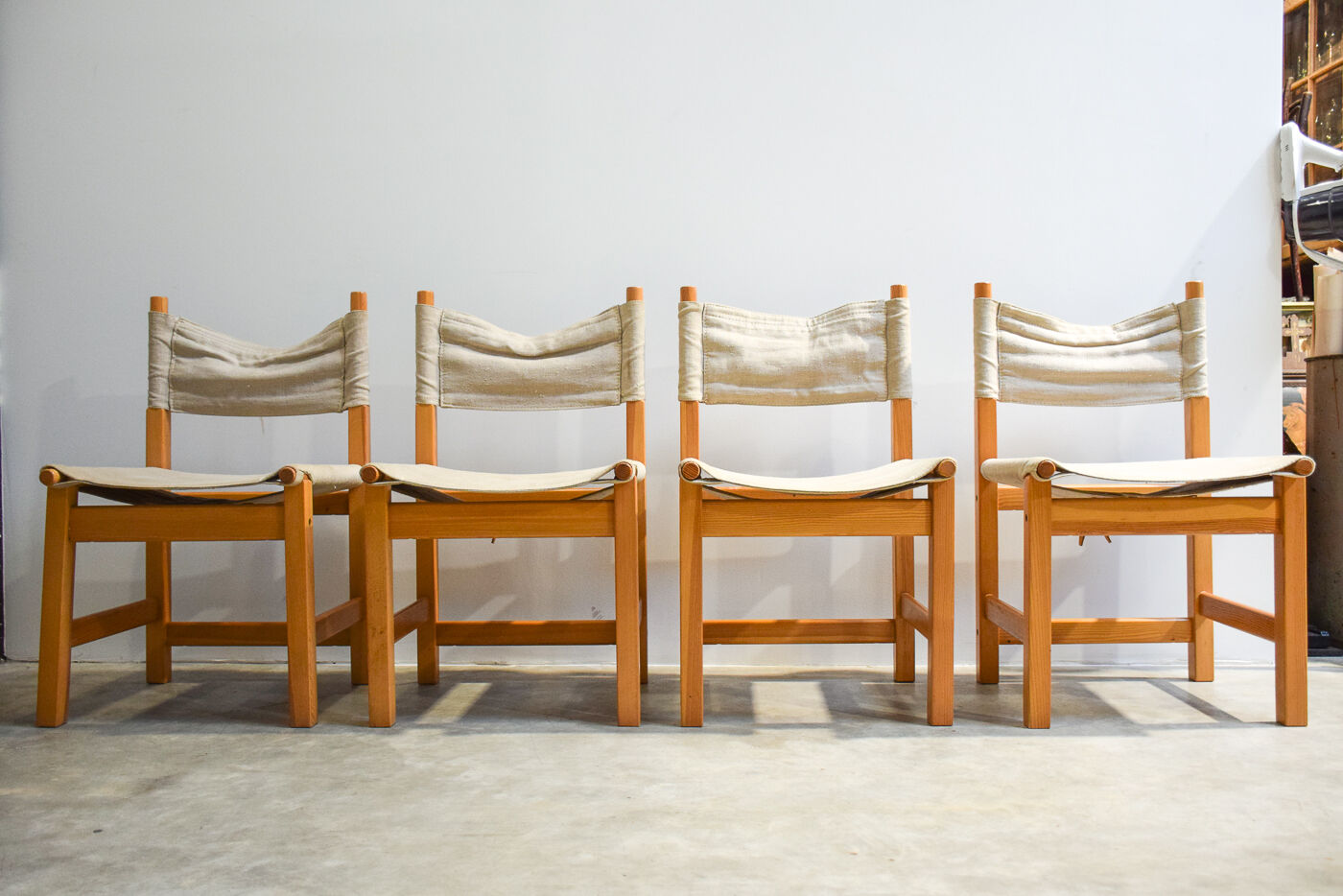 Series of four Ikea pine chairs 1986'
