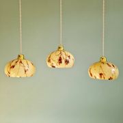 Trio of Art Deco pendant lights in marbled opaline glass, 1920s-30s
