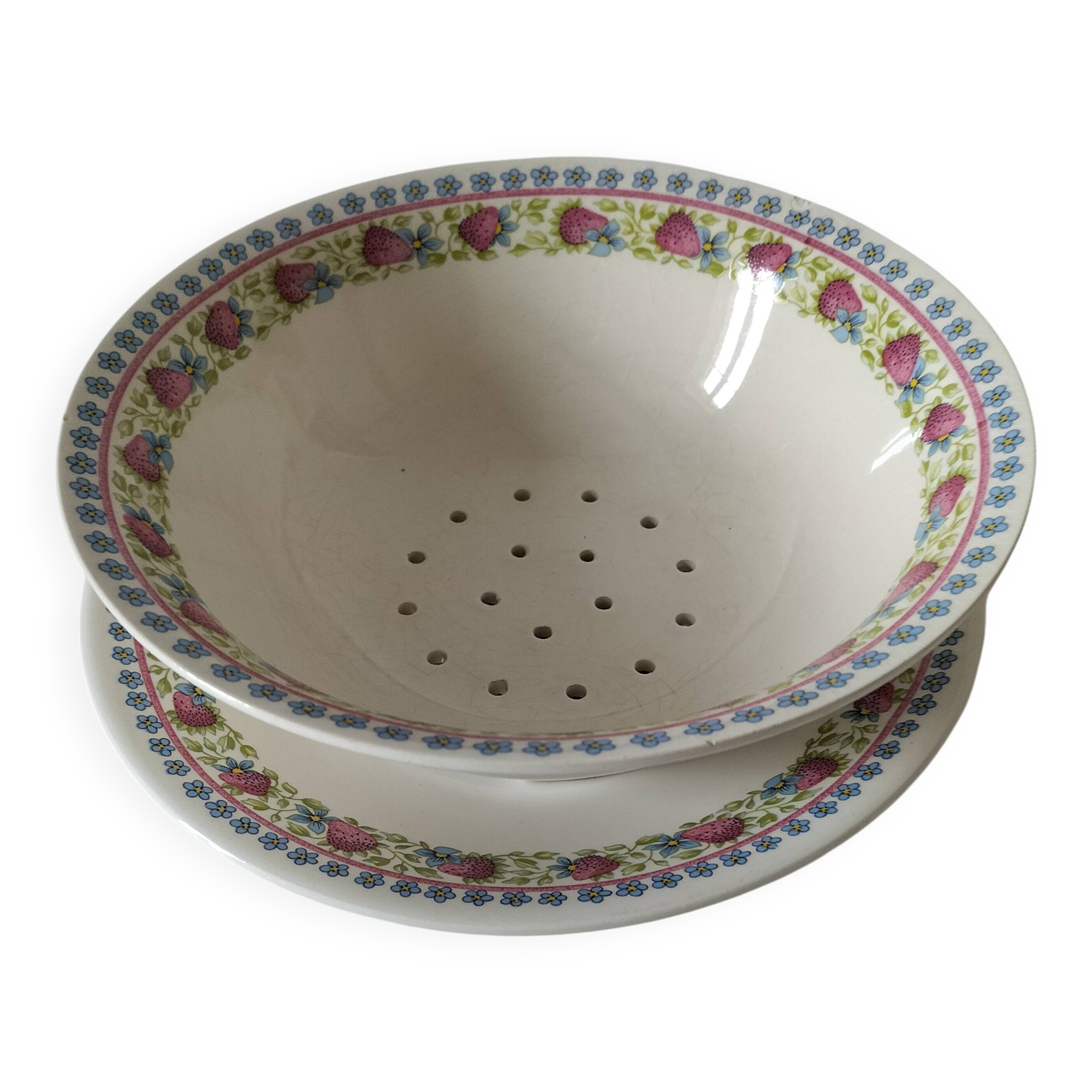 Strawberry bowl set Gien France Le Fraisier Marie-Pierre Boitard