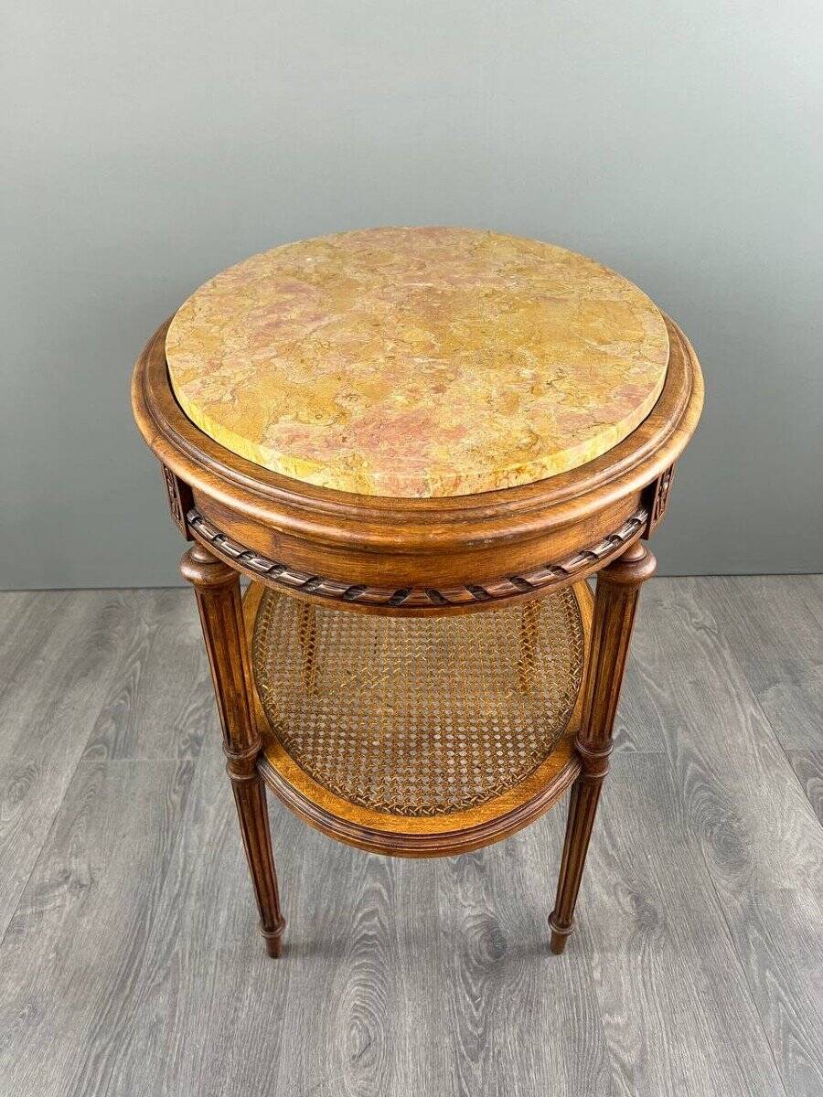 Side Table, Louis XVI Style Pedestal Table, Late 19th Century