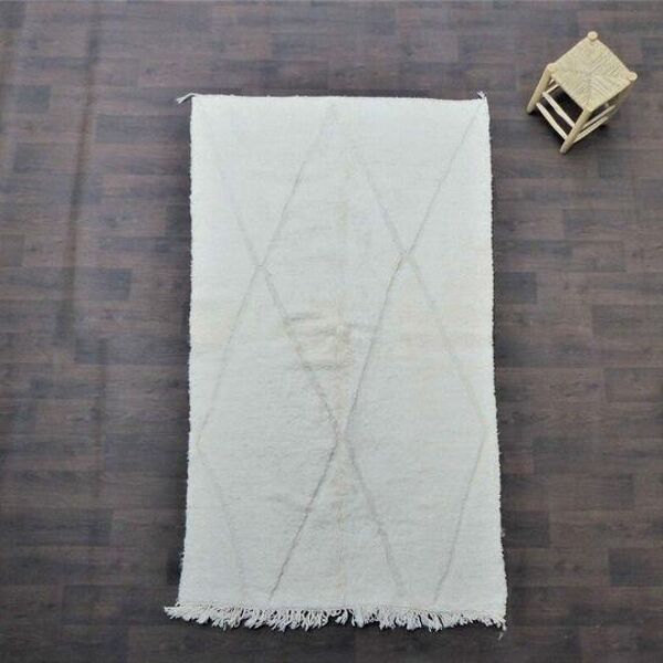 Tapis beni ouarain blancs grands losanges  145 X 255 cm
