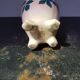 Old white ceramic cove vase & flower décor